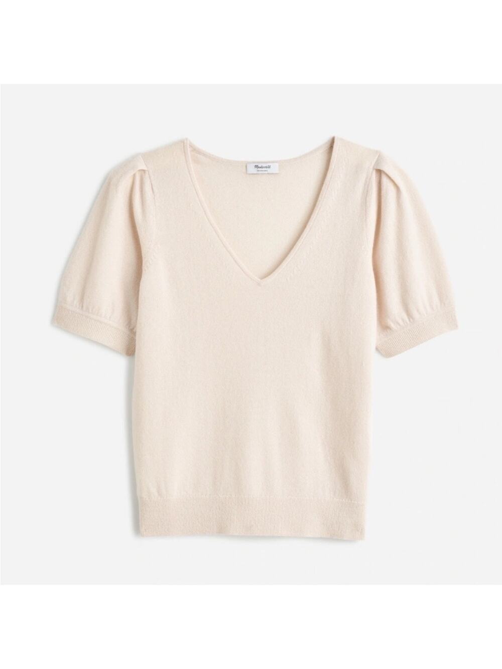 Madewell Cashmere V Neck Puff Sleeve Sweater Top Shirt 2024 NT005 Small Neutral